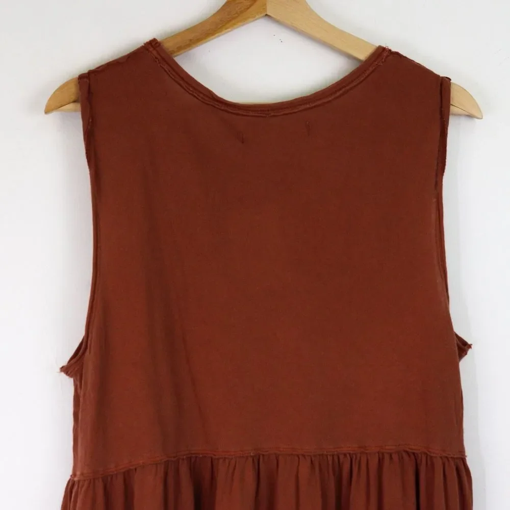 NWT Free People Anytime Cotton Peplum Hem Tank Taos Brown Burnt Orange Medium - Picture 8 of 8